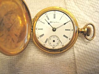 Antique Hampden Diadem Pocket Watch Gold Filled Hunter Case - Parts