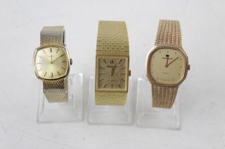 3 X Vintage Gents Gold Tone Wristwatches Hand - Wind Inc Regency Etc