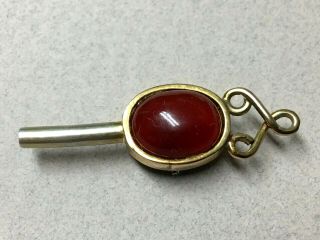 Antique 10k Gold Watch Key/fob - Double Sided Jade Green & Red