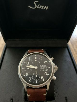 Sinn 356 Model Brushed Stainless Chronograph Black Dial 37mm Automatic