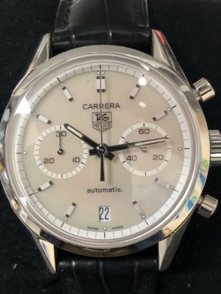 TAG HEUER Carrera Watch / MoP Chronograph Auto / Strap / Pre Own / 36 mm 2