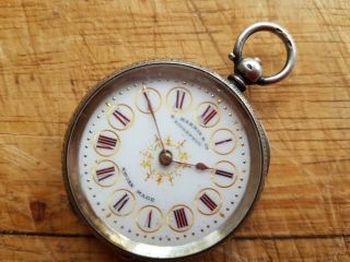 Antique Victorian Ornate Dial Solid Silver Cased Pocket Watch S/rps Vgc
