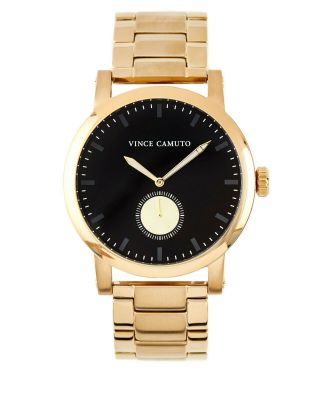 Vince Camuto Vc/1109bkgp Gold Tone Link Band Subdial 43mm Analog Watch