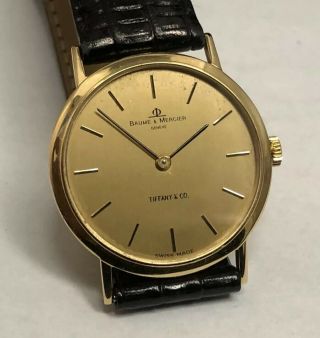 Baume Mercier For Tiffany & Co 18k Solid Gold Watch Circa 1960s Vintage
