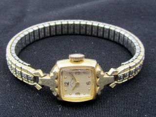 Vintage Lady Elgin 19 Jewel 14k Case Wrist Watch -