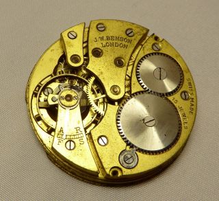 J.  W.  Benson Pocket Watch Movement For Repair,  43mm,  Partially Dismantled.