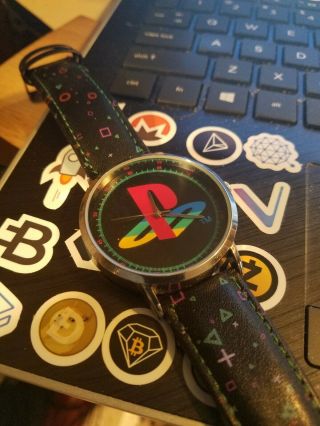 Sony Playstation All Over Multi Logo Wrist Watch Ps4 Accutime No Box Rare