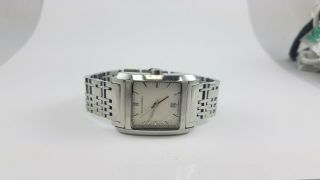 Burberry Stainless Steel Rectangle White Face Watch Nova Check Bu1572 Polished