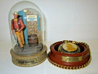 Limited Edition John Wayne Figure With Collector Pocket Watch Hand Painted A7269