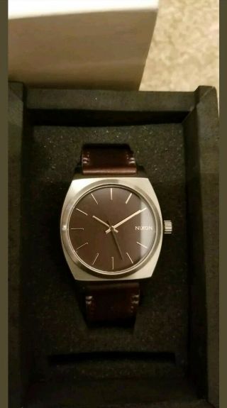 Nixon A045 2066 Time Teller Watch Gery Rose Gold Brown Leather Bnib