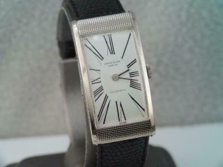 Lg Vintage Mens Solid 18k White Gold Universal Geneve Swiss Automatic Wristwatch
