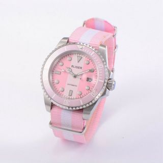 Unisex 40mm Bliger Pink & White Dial Ceramic Bezel Automatic Watch Ba4006swp