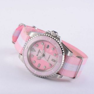 Unisex 40mm Bliger Pink & White Dial Ceramic Bezel Automatic Watch BA4006SWP 3