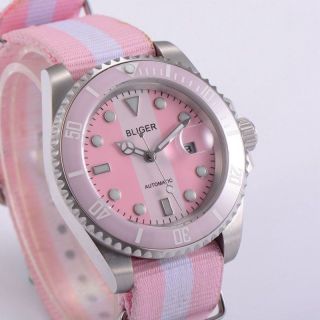 Unisex 40mm Bliger Pink & White Dial Ceramic Bezel Automatic Watch BA4006SWP 5