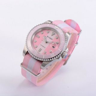 Unisex 40mm Bliger Pink & White Dial Ceramic Bezel Automatic Watch BA4006SWP 6