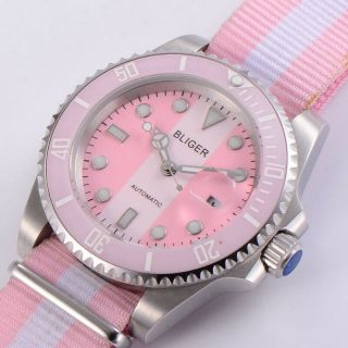 Unisex 40mm Bliger Pink & White Dial Ceramic Bezel Automatic Watch BA4006SWP 7