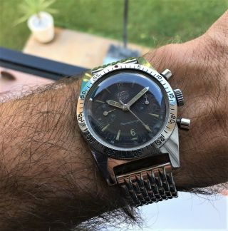 Ws Rotary Aquaplunge Vintage Chronograph Diver Valjoux 92 Aquastar Watch