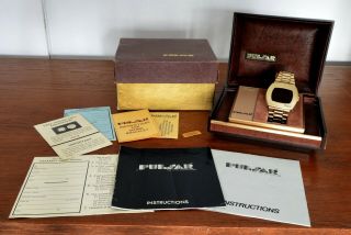 Vintage Pulsar Led Watch P2 Gold Filled With Inner And Outer Box And Papers