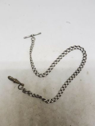 Antique Solid Silver Albert Chain For Pocket Watch C1900