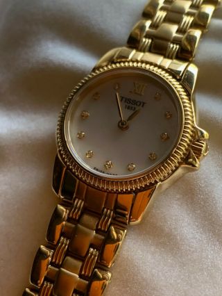 Ladies Tissot Gold Stainless Diamond Marker Quartz Watch w/Mother of Pearl Face 3