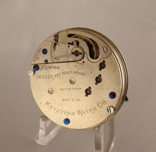 129 Years Old Running Movement Keystone Watch Co.  Hunter Case 18s Pocket Watch