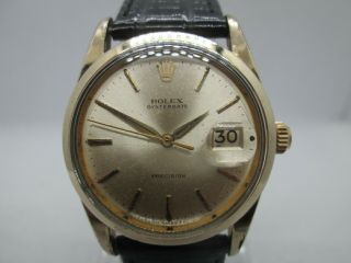 Vintage Rolex Oysterdate Precision 6694 Goldplated Handwind Mens Watch