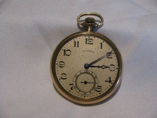 Vintage Illinois Grade 405,  Model 3,  17 Jewel Size 12s Pocket Watch Adj.  3 Pos.