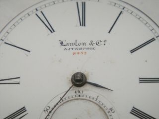 Lawton & Co Liverpool lever fusee movement 47mm wide dial sn Ca 1840? 2
