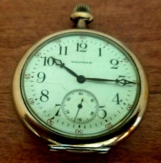 Vintage Waltham Pocket Watch.  Gold Filled 17j.  12s Ca1918.  For Repair
