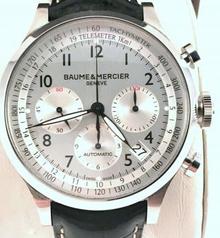 Baume Mercier Capeland Chronograph Automatic Mens Watch Silver Dial 65689