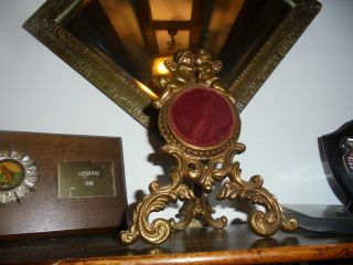 Antique/vintage Brass Watch Holder On A Stand - Cherub Decoration