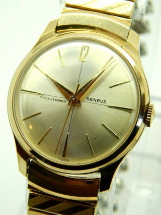Vintage Swiss Made Benrus Gold Plated Men 