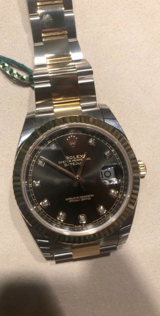 Rolex Datejust 41mm 126333 Oyster 18k Yellow Gold/ss Diamond Dial Watch