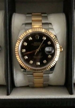 Rolex Datejust 41mm 126333 Oyster 18K Yellow Gold/SS Diamond Dial Watch 9