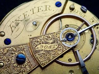 Ellis Exeter Good Fusee Lever Pocket Watch Movement Circa 1845