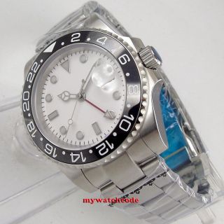 40mm Bliger White Sterile Dial Gmt Ceramic Sapphire Glass Automatic Mens Watch