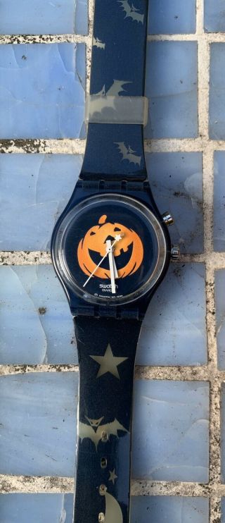 Vintage 1998 Swatch Loomi/glow In The Dark Halloween Special Happy Nightmare