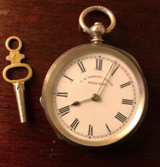 Antique J.  B.  Yabsley London Swiss pocket watch with.  935 Silver case, . 7