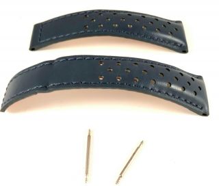 Blue Leather Watch Band For Tag Heuer Carrera 20/18mm