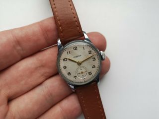 Early 1mchz Rare Collectible Ussr Watch Pobeda Hermetic Case White Serviced