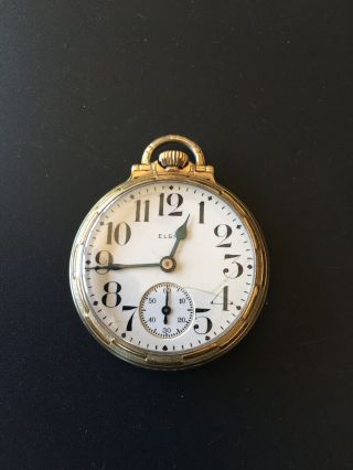 1928 Elgin 16s,  15j,  Open Face Antique Pocket Watch Runs