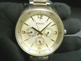 95 Old Stock - Fossil Justine Bq3201set - Gold Tone Ss Quartz Lady Watch