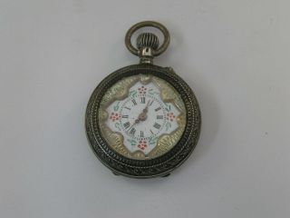 Vintage Swiss Pocket Watch Fancy Case & Dial 800 Silver 1900 