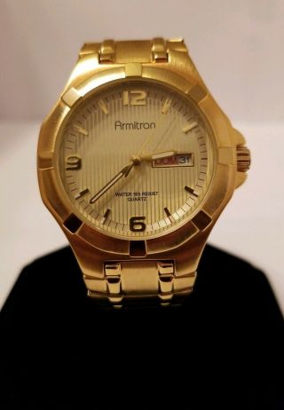 Armitron Mens Watch Gold Tone Band Gold Tone Case And Face Stretch Band 20/4048d