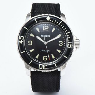 45mm Corgeut Black Dial Luminous Mechanical Automatic Mens Watch