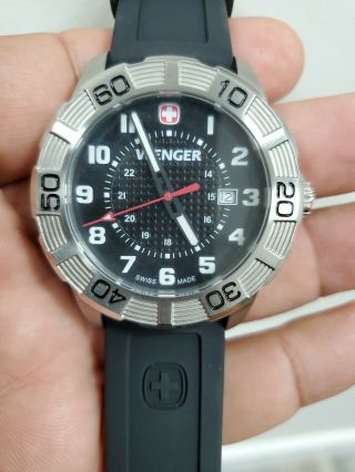 Wenger Roadster 0851.  101 Swiss Army Stainless Black Silicone Watch