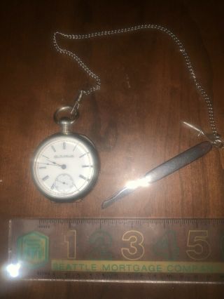 Vintage Elgin Nat’l Watch Co.  Key Wound Pocket Watch With Key And Knife Non Wor