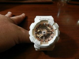 Casio G Shock Baby G Ba - 110 7a1cr White/ Rose Analog Digital Watch