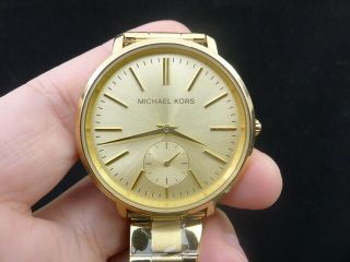 Old Stock Michael Kors Jaryn Mk3500 Gold Plated Quartz Women Watch