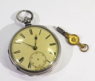 Antique Hallmarked London Silver Fusee Pocket Watch & Winding Key.